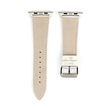 Fashion Laser Series Genuine Leather Wrist Watch Band for Apple Watch Series 3 & 2 & 1 38mm(White)-garmade.com