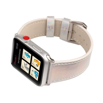 Fashion Laser Series Genuine Leather Wrist Watch Band for Apple Watch Series 3 & 2 & 1 38mm(White)-garmade.com