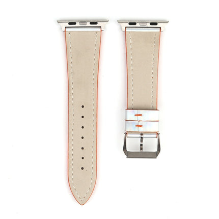 Fashion Laser Series Genuine Leather Wrist Watch Band for Apple Watch Series 3 & 2 & 1 42mm(Orange)-garmade.com
