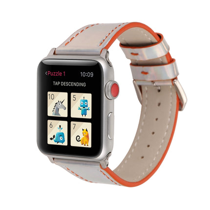 Fashion Laser Series Genuine Leather Wrist Watch Band for Apple Watch Series 3 & 2 & 1 42mm(Orange)-garmade.com