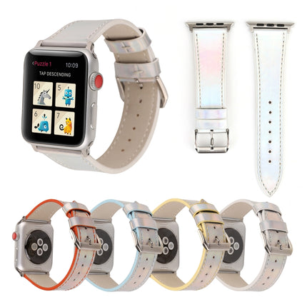 Fashion Laser Series Genuine Leather Wrist Watch Band for Apple Watch Series 3 & 2 & 1 42mm(White)-garmade.com