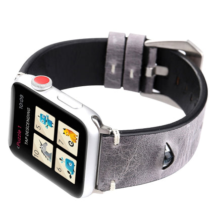 For Apple Watch Series 3 & 2 & 1 38mm Simple Fashion Cowhide Big Eyes Pattern Watch Strap(Grey)-garmade.com