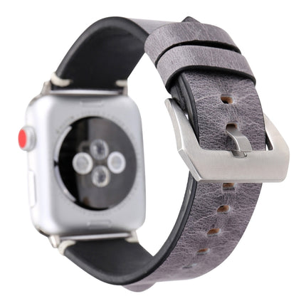 For Apple Watch Series 3 & 2 & 1 38mm Simple Fashion Cowhide Big Eyes Pattern Watch Strap(Grey)-garmade.com