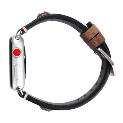 For Apple Watch Series 3 & 2 & 1 38mm Simple Fashion Cowhide Big Eyes Pattern Watch Strap(Coffee)-garmade.com