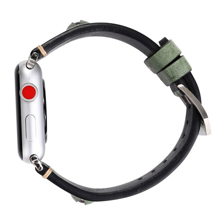 For Apple Watch Series 3 & 2 & 1 38mm Simple Fashion Cowhide Big Eyes Pattern Watch Strap(Green)-garmade.com