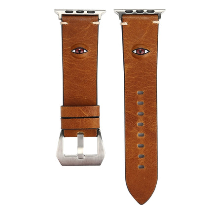 For Apple Watch Series 3 & 2 & 1 38mm Simple Fashion Cowhide Big Eyes Pattern Watch Strap(Brown)-garmade.com