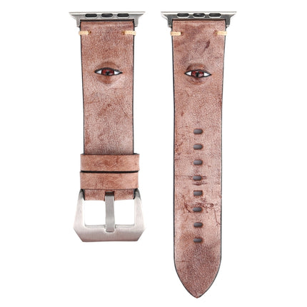 For Apple Watch Series 3 & 2 & 1 38mm Simple Fashion Cowhide Big Eyes Pattern Watch Strap(Pink)-garmade.com