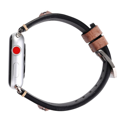 For Apple Watch Series 3 & 2 & 1 38mm Simple Fashion Cowhide Big Eyes Pattern Watch Strap(Pink)-garmade.com