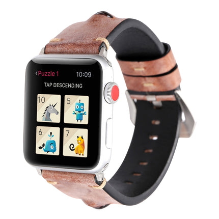 For Apple Watch Series 3 & 2 & 1 38mm Simple Fashion Cowhide Big Eyes Pattern Watch Strap(Pink)-garmade.com