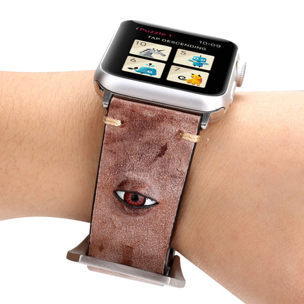 For Apple Watch Series 3 & 2 & 1 38mm Simple Fashion Cowhide Big Eyes Pattern Watch Strap(Pink)-garmade.com