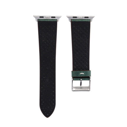 For Apple Watch Series 3 & 2 & 1 38mm Simple Fashion Genuine Leather Hole Pattern Watch Strap(Green)-garmade.com