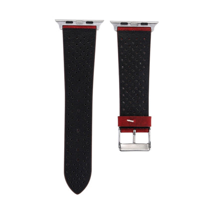 For Apple Watch Series 3 & 2 & 1 38mm Simple Fashion Genuine Leather Hole Pattern Watch Strap(Red)-garmade.com