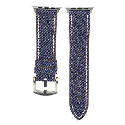 For Apple Watch Series 3 & 2 & 1 38mm Simple Fashion Genuine Leather Cowboy Pattern Watch Strap(Dark Blue)-garmade.com