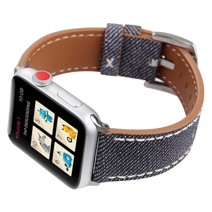 For Apple Watch Series 3 & 2 & 1 38mm Simple Fashion Genuine Leather Cowboy Pattern Watch Strap(Grey)-garmade.com