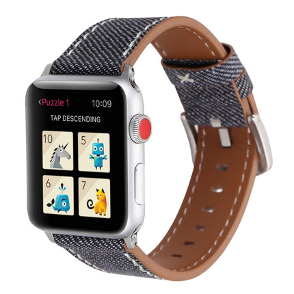 For Apple Watch Series 3 & 2 & 1 38mm Simple Fashion Genuine Leather Cowboy Pattern Watch Strap(Grey)-garmade.com