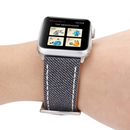 For Apple Watch Series 3 & 2 & 1 38mm Simple Fashion Genuine Leather Cowboy Pattern Watch Strap(Grey)-garmade.com