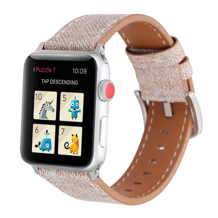 For Apple Watch Series 3 & 2 & 1 38mm Simple Fashion Genuine Leather Cowboy Pattern Watch Strap(Light Grey)-garmade.com