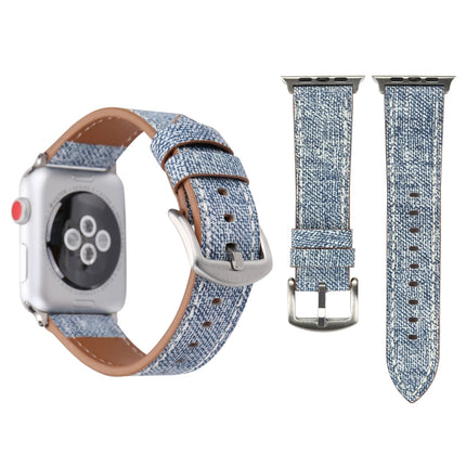 For Apple Watch Series 3 & 2 & 1 38mm Simple Fashion Genuine Leather Cowboy Pattern Watch Strap(Baby Blue)-garmade.com