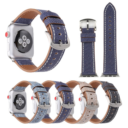 For Apple Watch Series 3 & 2 & 1 38mm Simple Fashion Genuine Leather Cowboy Pattern Watch Strap(Baby Blue)-garmade.com