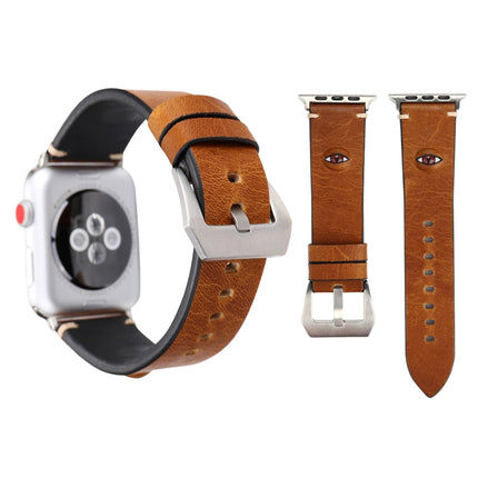 For Apple Watch Series 3 & 2 & 1 42mm Simple Fashion Cowhide Big Eyes Pattern Watch Strap-garmade.com