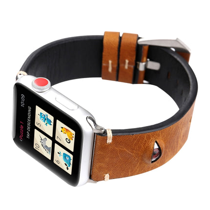 For Apple Watch Series 3 & 2 & 1 42mm Simple Fashion Cowhide Big Eyes Pattern Watch Strap-garmade.com