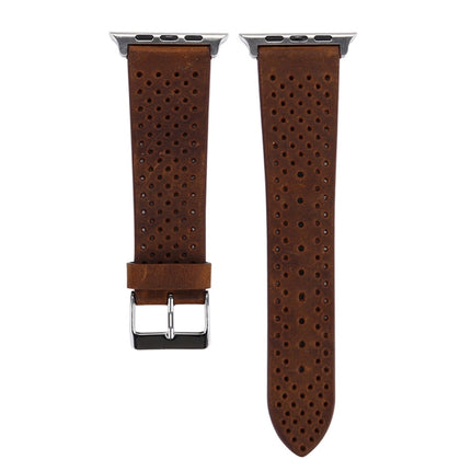 For Apple Watch Series 3 & 2 & 1 42mm Simple Fashion Genuine Leather Hole Pattern Watch Strap(Brown)-garmade.com