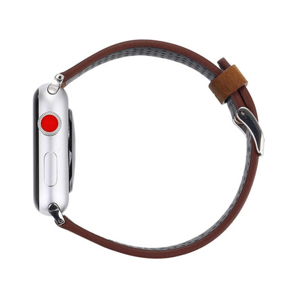 For Apple Watch Series 3 & 2 & 1 42mm Simple Fashion Genuine Leather Hole Pattern Watch Strap(Brown)-garmade.com