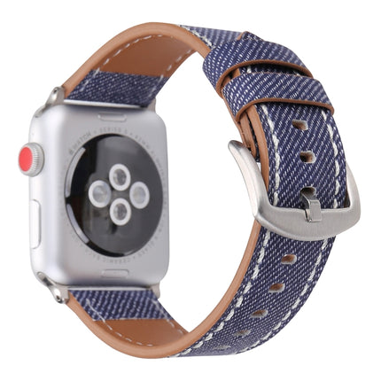 For Apple Watch Series 3 & 2 & 1 42mm Simple Fashion Genuine Leather Cowboy Pattern Watch Strap(Dark Blue)-garmade.com