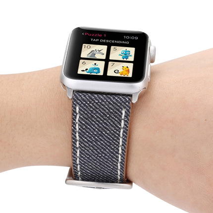 For Apple Watch Series 3 & 2 & 1 42mm Simple Fashion Genuine Leather Cowboy Pattern Watch Strap(Grey)-garmade.com