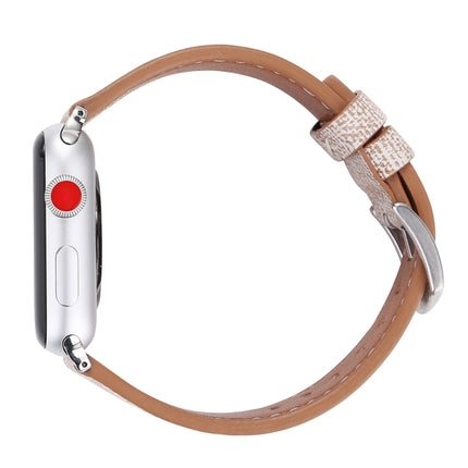 For Apple Watch Series 3 & 2 & 1 42mm Simple Fashion Genuine Leather Cowboy Pattern Watch Strap(Light Grey)-garmade.com