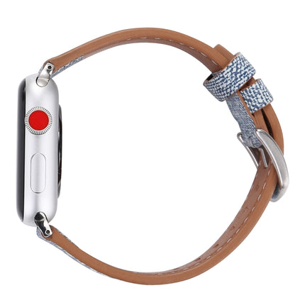 For Apple Watch Series 3 & 2 & 1 42mm Simple Fashion Genuine Leather Cowboy Pattern Watch Strap(Baby Blue)-garmade.com