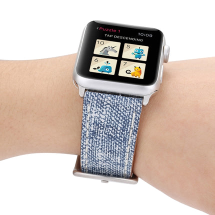 For Apple Watch Series 3 & 2 & 1 42mm Simple Fashion Genuine Leather Cowboy Pattern Watch Strap(Baby Blue)-garmade.com