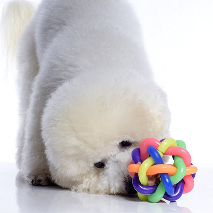 Fun Colorful Weave Style Bell Ball Pet Toy, Size: L (9*9*9cm)-garmade.com
