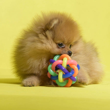 Fun Colorful Weave Style Bell Ball Pet Toy, Size: L (9*9*9cm)-garmade.com