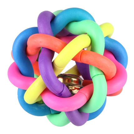 Fun Colorful Weave Style Bell Ball Pet Toy, Size: S (6.5*6.5*6.5cm)-garmade.com