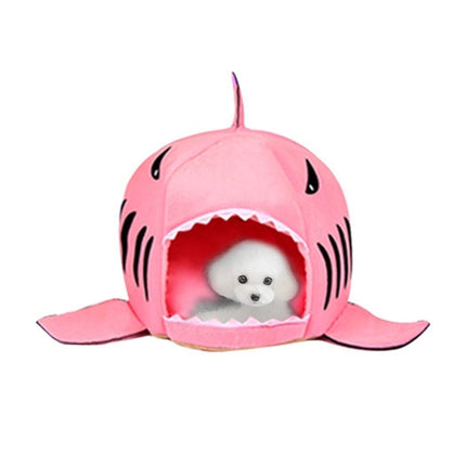 Indoor Pet Dog Puppy Cat Warm House Sharks Pet Sleeping Bed Nest, S Size: 42x42x42cm(Pink)-garmade.com