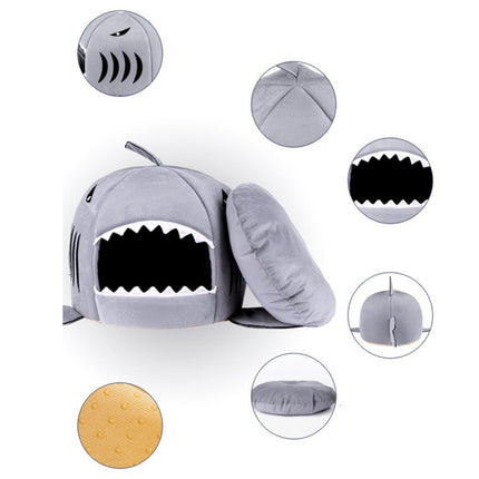 Indoor Pet Dog Puppy Cat Warm House Sharks Pet Sleeping Bed Nest, S Size: 42x42x42cm(Grey)-garmade.com