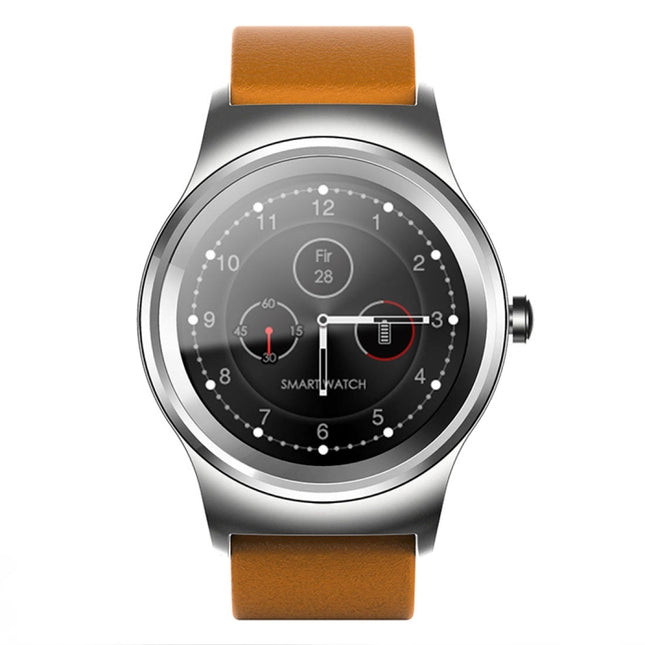 SMA-Round 1.28 inch Color Touch Screen Bluetooth Leather Strap Smart Watch, Waterproof, Support Voice Control / Heart Rate Monitor / Sleep Monitor / Bluetooth Camera, Compatible with Android and iOS System-garmade.com
