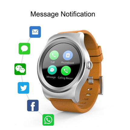 SMA-Round 1.28 inch Color Touch Screen Bluetooth Leather Strap Smart Watch, Waterproof, Support Voice Control / Heart Rate Monitor / Sleep Monitor / Bluetooth Camera, Compatible with Android and iOS System-garmade.com