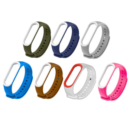 Colorful Silicone Wrist Strap Watch Band for Xiaomi Mi Band 3 & 4 (Brown+White)-garmade.com