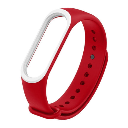 Colorful Silicone Wrist Strap Watch Band for Xiaomi Mi Band 3 & 4 (Red+White)-garmade.com