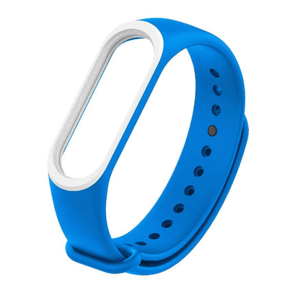 Colorful Silicone Wrist Strap Watch Band for Xiaomi Mi Band 3 & 4 (Blue+White)-garmade.com