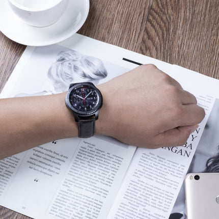 Ostrich Skin Texture Genuine Leather Wrist Watch Band for Samsung Gear S3 22mm(Coffee)-garmade.com