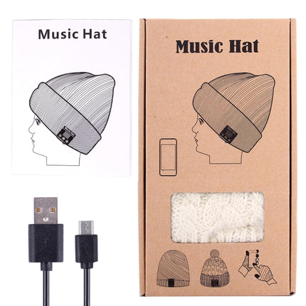 Wavy Textured Knitted Bluetooth Headset Warm Winter Beanie Hat with Mic for Boy & Girl & Adults(Beige)-garmade.com