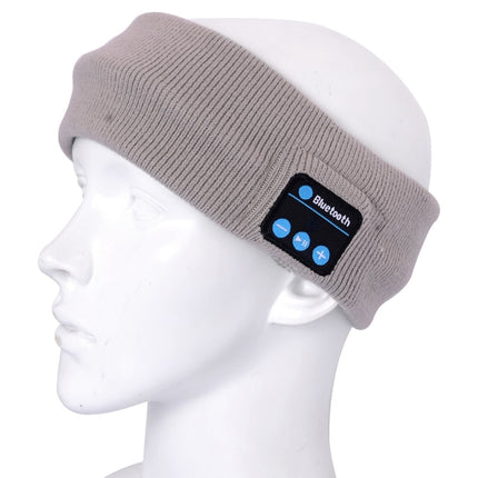 Knitted Bluetooth Headsfree Sport Music Headband with Mic for iPhone / Samsung and Other Bluetooth Devices(Grey)-garmade.com