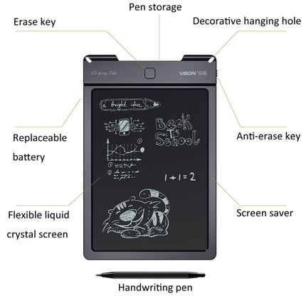 WP9310 9 inch LCD Monochrome Screen Writing Tablet Handwriting Drawing Sketching Graffiti Scribble Doodle Board for Home Office Writing Drawing(Black)-garmade.com
