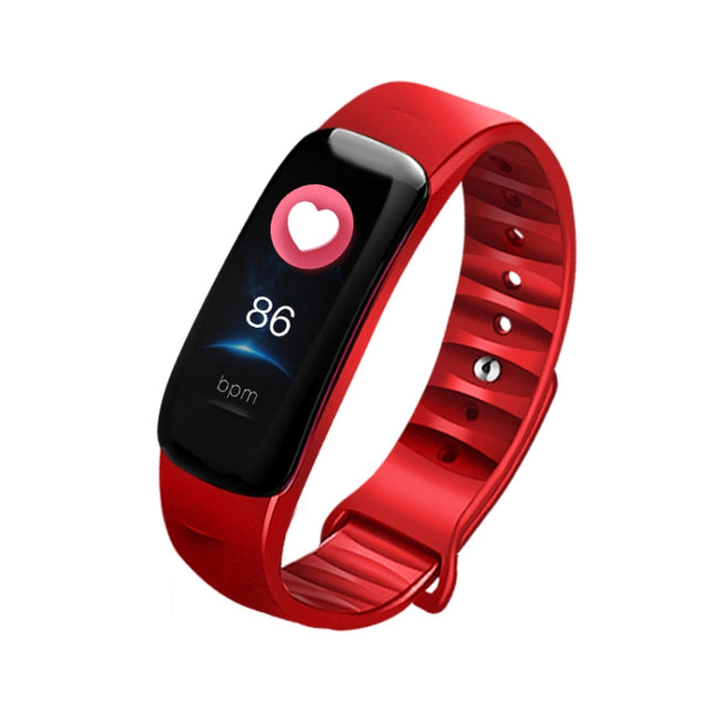 C1S 0.96 inches IPS Color Screen Smart Bracelet IP67 Waterproof, Support Call Reminder /Heart Rate Monitoring /Blood Pressure Monitoring /Sleep Monitoring /Sedentary Reminder / Remote Control (Red)-garmade.com