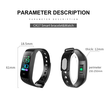 CK17S 0.96 inches IPS Screen Smart Bracelet IP67 Waterproof, Support Call Reminder / Heart Rate Monitoring / Blood Pressure Monitoring / Sleep Monitoring (Blue)-garmade.com