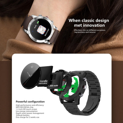 DTNO.1 S10 1.3 inches TFT Color Screen Smart Bracelet IP68 Waterproof, Steel Watchband, Support Call Reminder /Heart Rate Monitoring /Sleep Monitoring /Multi-sport Mode (Black)-garmade.com