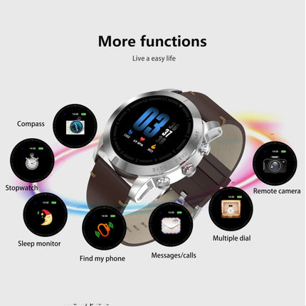DTNO.1 S10 1.3 inches TFT Color Screen Smart Bracelet IP68 Waterproof, Leather Watchband, Support Call Reminder /Heart Rate Monitoring /Sleep Monitoring /Multi-sport Mode (Black)-garmade.com